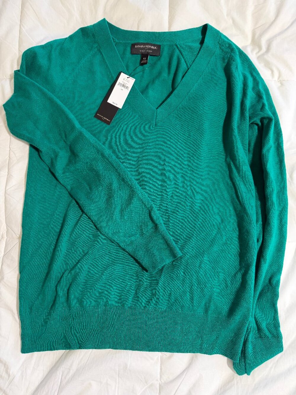Banana Republic Women's V-Neck Forever Sweater Teal Green Size XS NWT